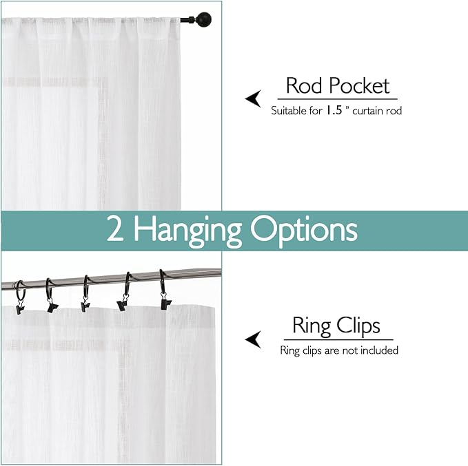 Chyhomenyc Semi Sheer Curtains 84 Inches Long 2 Panels Set, Light Filtering - Image 4