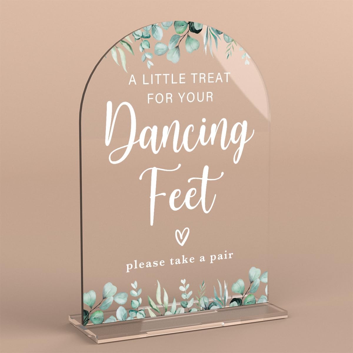 Acrylic Wedding Sign A Little Treat for Your Dancing Feet Signs for Ceremony Modern Calligraphy Arch Acrylic Table Top Signs for Wedding Reception and Event Party Table Decor (Eucalyptus Leaves)