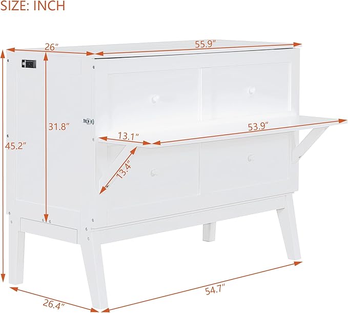 Harper & Bright Designs Full Size Murphy Bed, Full Murphy Cabinet Bed - Image 8