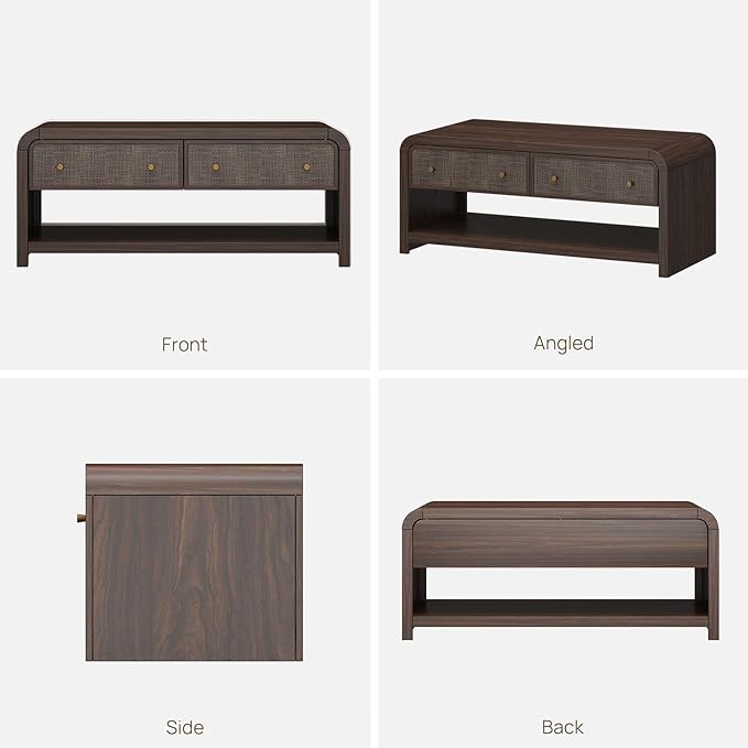 Oak&Sparrow 48'' Boho Coffee Table, Thickened Arc-Shaped Design - Image 9