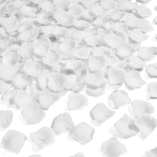 1000 Pcs White Rose Petals Artificial Silk Flower Petals Romantic Decorations for Wedding Engagement Birthday Event Anniversary Party Backdrop Supplies