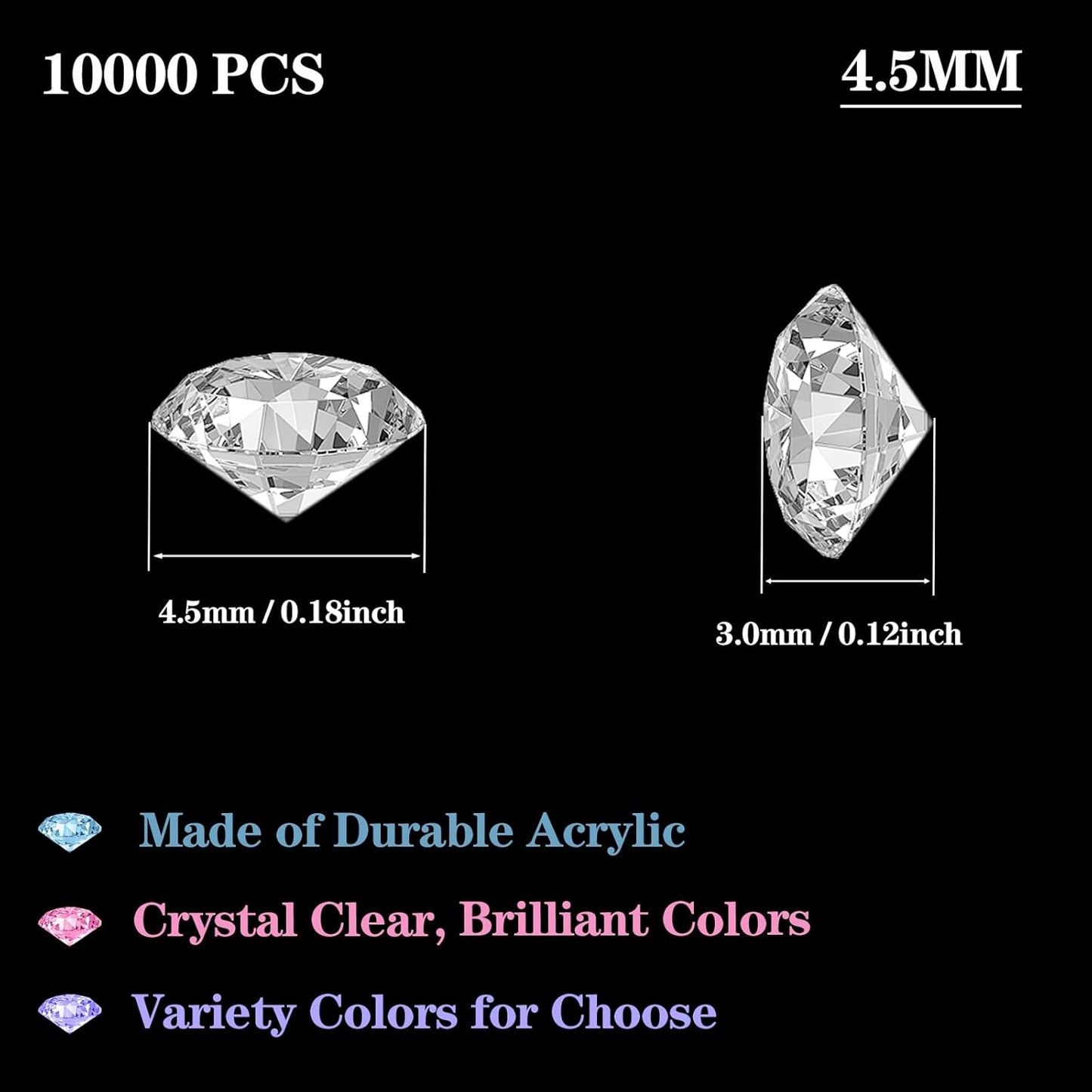 10000Pcs Crystal Acrylic Diamond Fake Gems Vase Filler, 4.5mm Faux Diamonds for Table Scatter Wedding Party, Bridal Shower, Birthday Decoration, Light Yellow