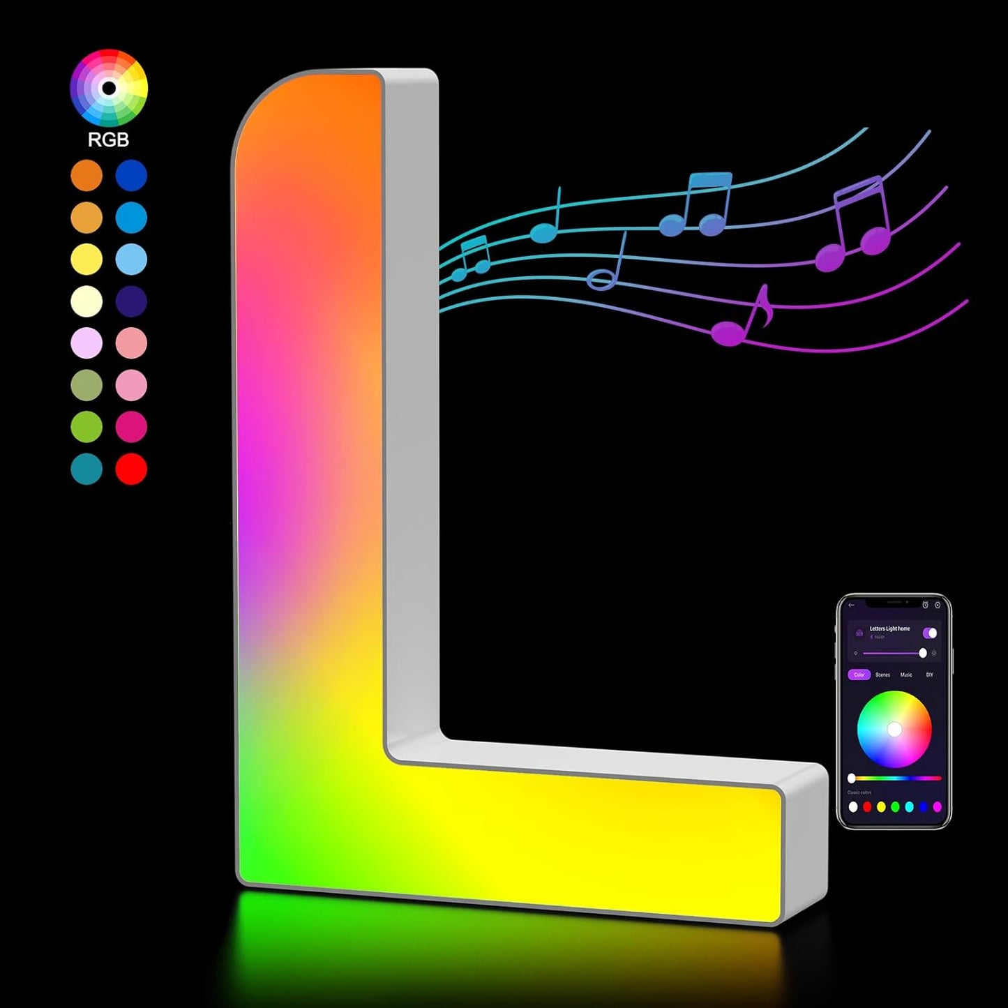 OJQ Light Up Letters LED Letter - Marquee Letters Room Decor Alphabet Letter Music Sync Color Change Colorful - Christmas Birthday Gifts for Girl - Teen Girls Gifts Party Home Wall Decor