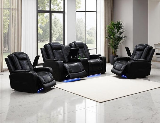 Power Recliner Sofa Set, Living Room Furniture Sets, Luxury Reclining Loveseat by LYfurniture