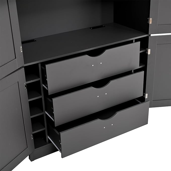 VilroCaz 80.1'' Tall Freestanding Kitchen Pantry Storage Cabinet Cupboard - Image 8