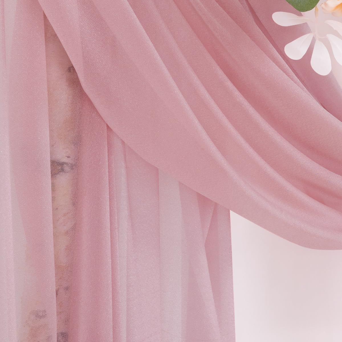 Dusty Rose Wedding Arch Draping Fabric 2 Panels 29" x 20 FT Wedding Drapes for Backdrop Sheer Curtains Drapes for Romantic Bridal Baby Shower Ceremony Birthday Party Fall Outdoor Events