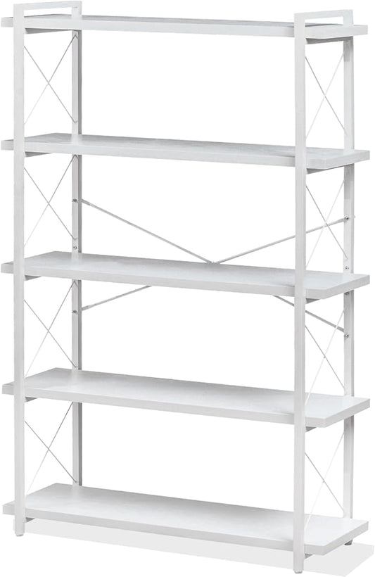HCHQHS Bookshelf, 5-Tier Industrial Bookcase, Freestanding Tall Bookshelves by HCHQHS