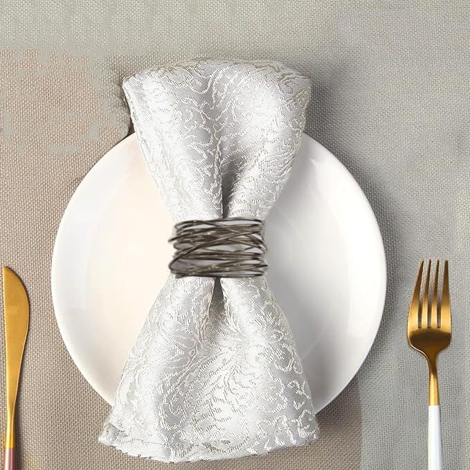 Black Napkin Rings - 6 PCS Metal Napkin Rings(Twisted Wire) Napkin Holders Buckles for Family Dinner, Wedding, Party,Table Decorations