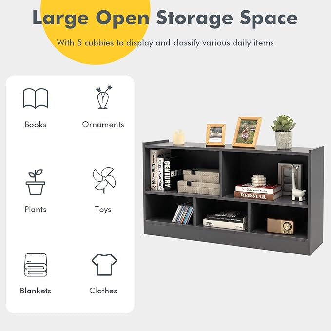 Tangkula 5 Cube Bookcase, 2 Tier Wooden Storage Open Bookshelf, Kid's Playroom - Image 6