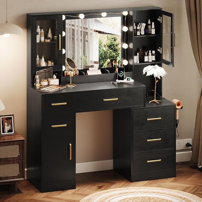 TOKSOM Makeup Vanity Desk with Mirror and Lights, Dressing Table Vanity Set - Image 2