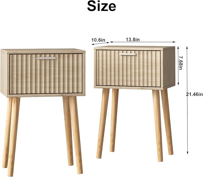 LAATOOREE Nightstands Set of 2, Small Side Table, Bedside Table - Image 3