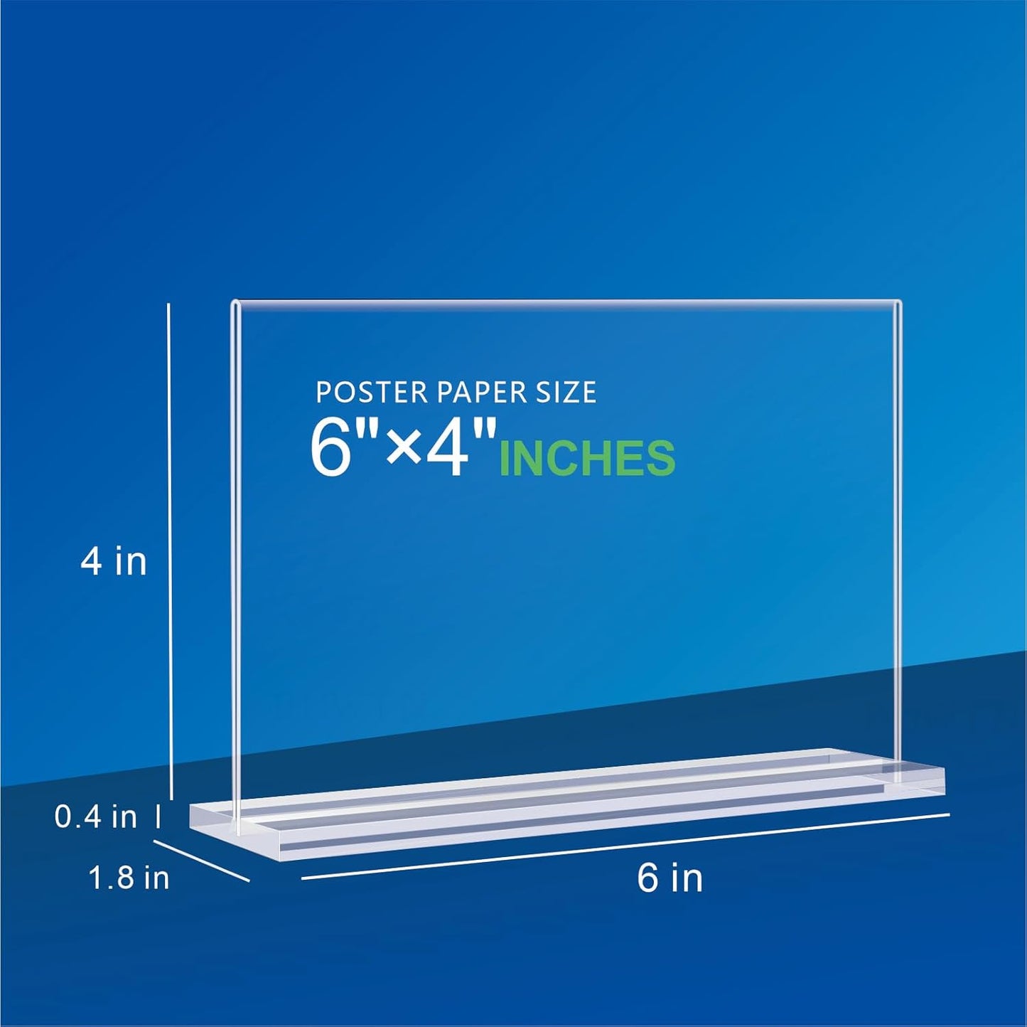 Acrylic Sign Holder 6x4 - 6 Pack Clear Tabletop Sign Holder Horizontal Plastic Picture Frames, Double Sided T Shape Display Stand Vendor Booth Display Items for Store,Restaurants,Hotels,Office