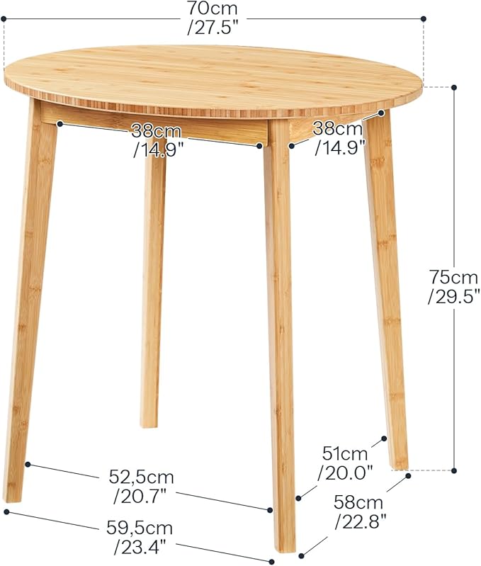HOOBRO Bamboo Dining Table, Round Dining Table - Image 2