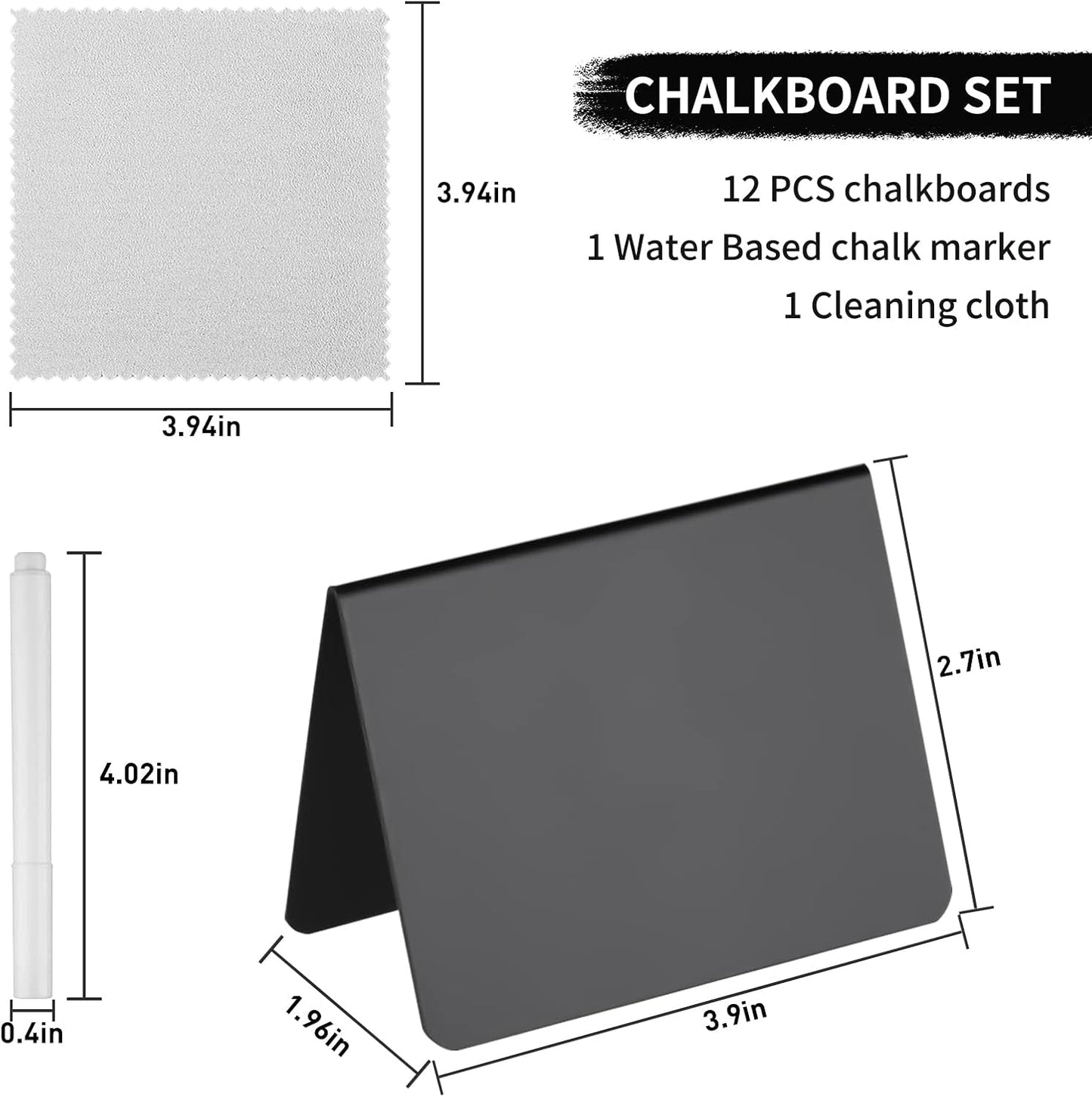 12 Pack 4"x3"Mini Chalkboard Signs for Chalk Sign for Food - Party - Buffet - Table Sign Chalkboard - Wedding - Bakery - Small