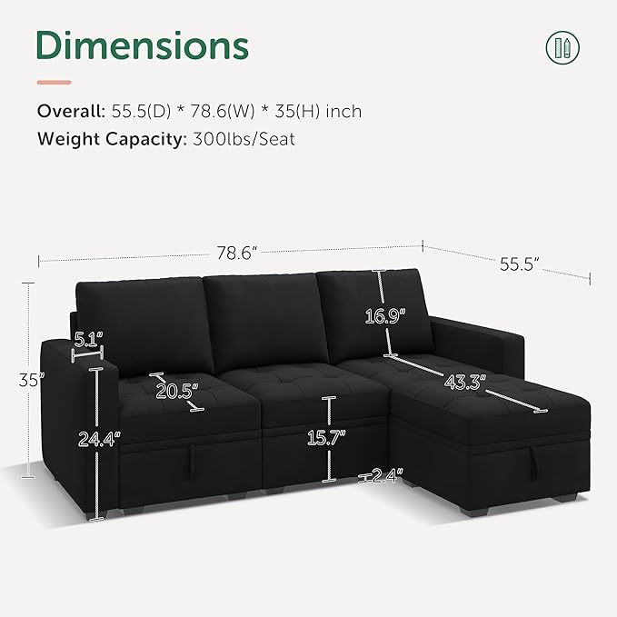 HONBAY Modular Sectional Couch L Shaped Sofa - Image 2