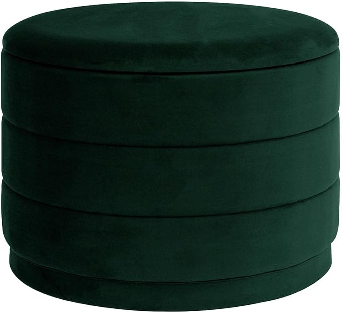 23" Upholstered Round Velvet Ottoman - Image 3