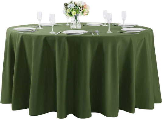 120 inch Round Tablecloth Washable Polyester Table Cloth Decorative Table Cover for Wedding Party Dining Banquet（120 inch,Willow）