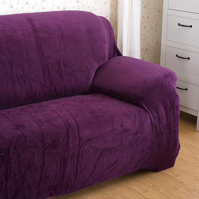 vctops 1-Piece Velvet Plush Stretch Chair Sofa Slipcover Soft Fuzzy Fluffy - Image 5