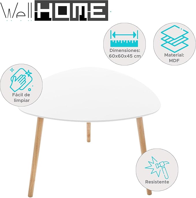 WELL HOME MOBILIARIO & DECORACIÓN Scandinavian style white side table, 3 - Image 3