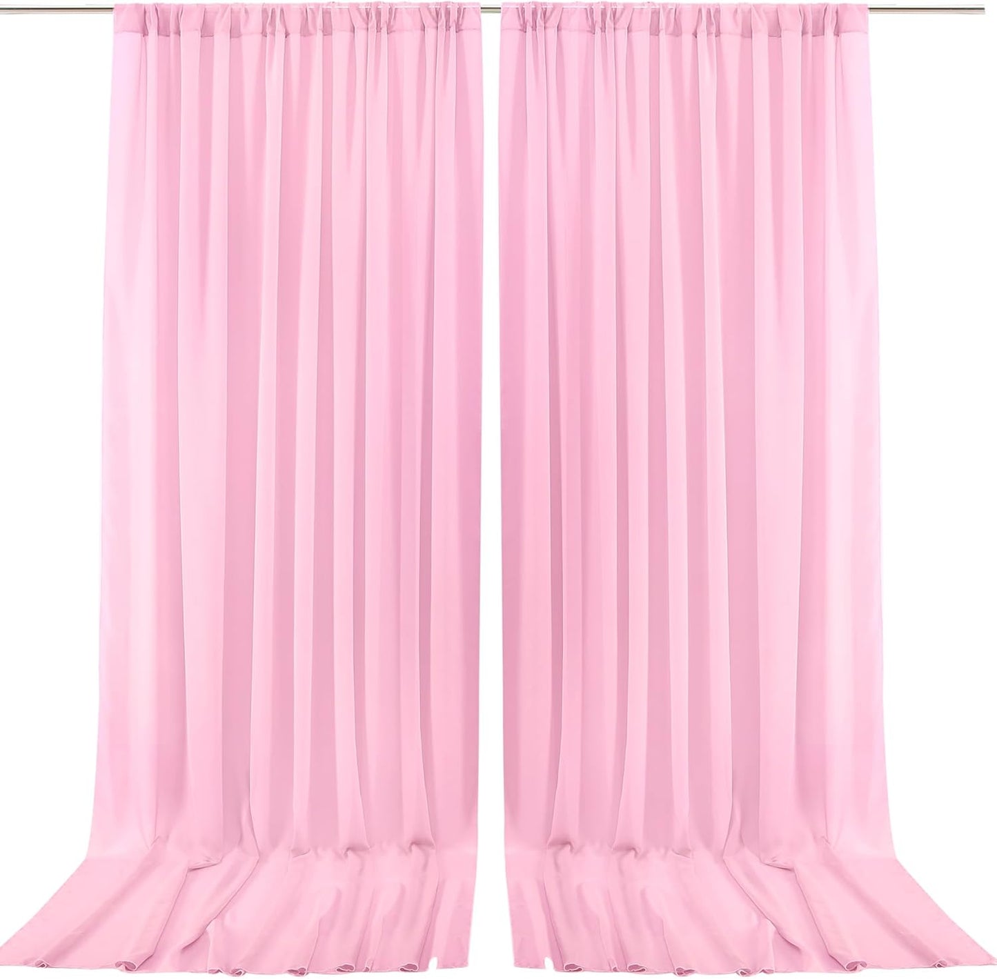 PARTISKY 10x10ft Pink Chiffon Sheer Backdrop Curtains, Wrinkle-Free Wedding Backdrop Drapes for Birthday Party Ceremony Arch Stage Decor Background for Photography 5x10ft,2 Panels