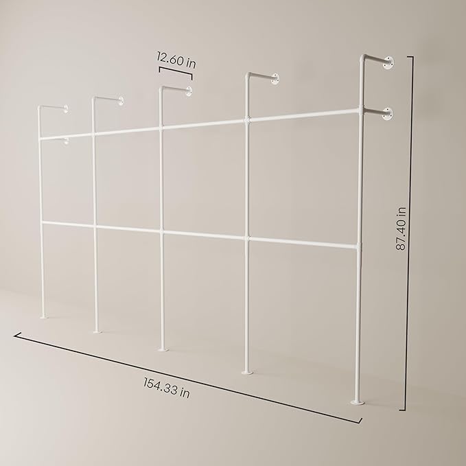 pamo Industrial Pipe Clothing Rack White Metal - Image 2