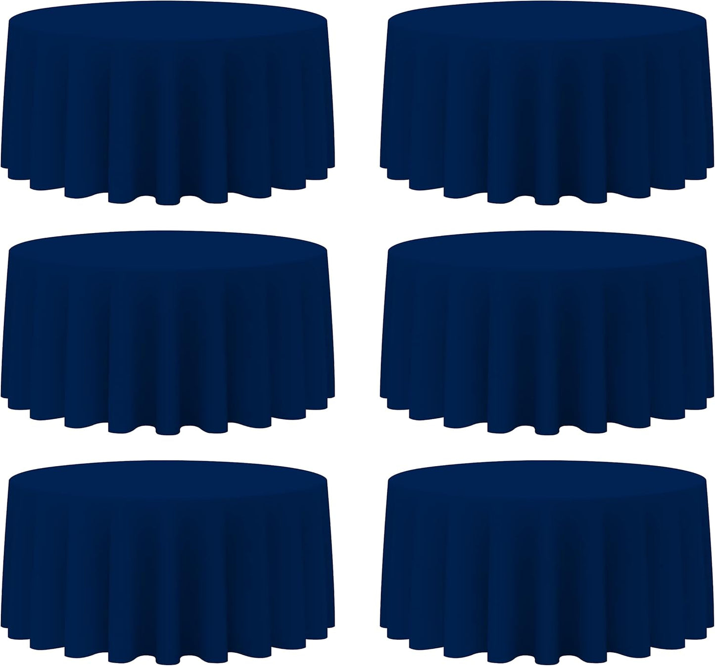 BRILLMAX 6 Pack Navy Blue 132 Inch Round Tablecloths Fit 72" Tables (Floor-Drop) - Circle Bulk Linen Polyester Fabric Washable Cloth Cover for Wedding Reception Banquet Birthday Party Buffet
