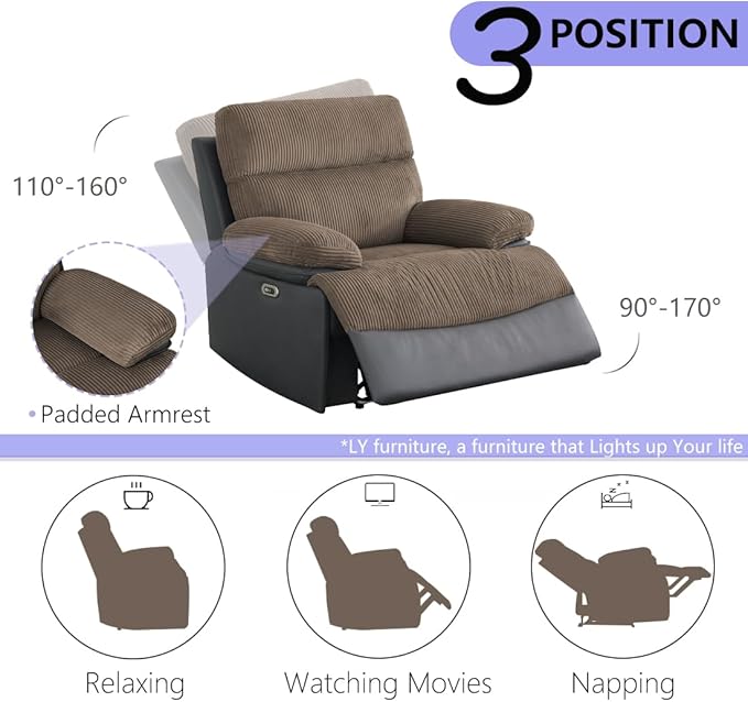 Power Recliner Sofa Set, Living Room Furniture Sets, Luxury Recliner Sofa and 2 - Image 5