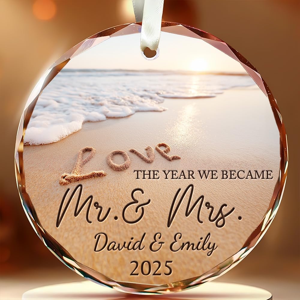Personalized Wedding Christmas Ornaments - Mr And Mrs Ornament, 2025 Wedding Ornament - Engagement Gifts For Couples - Gifts For Newly Engaged Couples