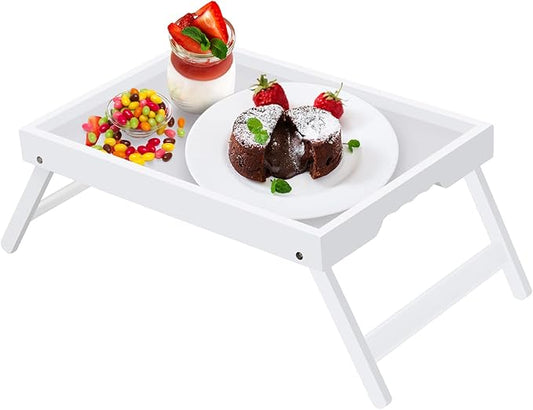 Artmeer Bed Tray Table with Folding Legs, Bamboo Breakfast in Bed by Artmeer