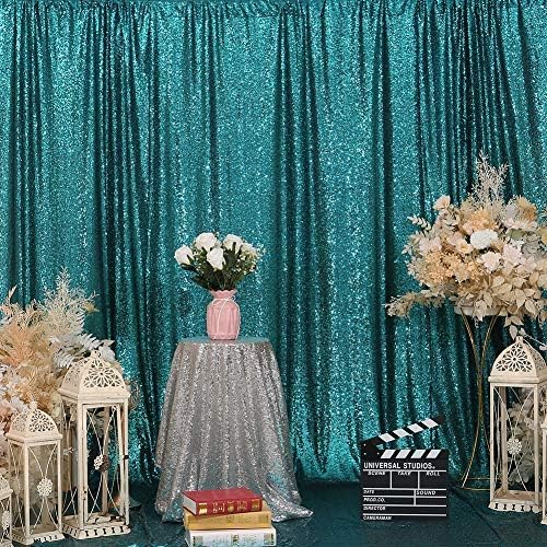 Eternal Beauty Teal Sequin Backdrop, 6x8 Ft Glitter Background Curtains for Shimmer Photography Party Wedding Birthday Back Drop Decor