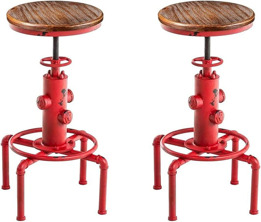 Topower Aged Antique Vintage Industrial Barstool Solid Wood Water Pipe Fire by Topower