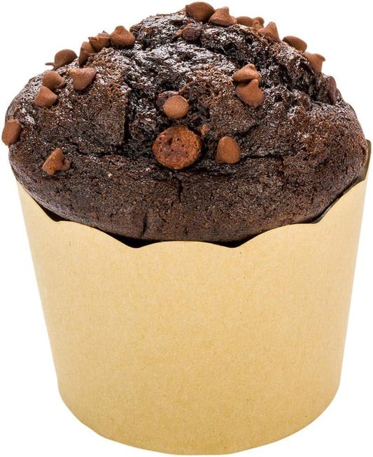 Restaurantware Panificio Premium 10 oz Kraft Paper Jumbo Baking Cup: Paper Baking Cups Perfect for Muffins Cupcakes or Mini Snacks - Scalloped - Disposable and Recyclable - 200ct Box