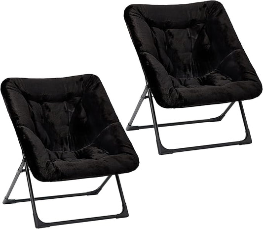 Comfy Saucer Chair for Adults, Soft Faux Fur Bedroom Chair, Accent Dorm Chairs by MordchilHF