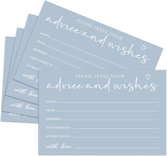 25 Advice and Wishes Cards, Minimalism Blue Fill-In Advice Cards for Bridal Shower Wedding Birthday Party Baby Shower Graduation Party, Well Wishes Card for Mr & Mrs Adults, Party Supplies -09