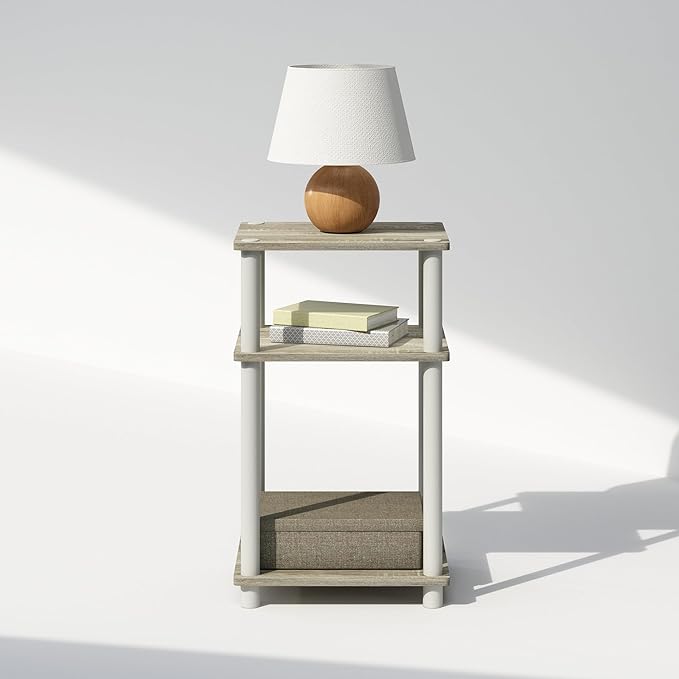 Furinno Just 3-Tier Turn-N-Tube Open Storage Nightstand, Plastic Poles - Image 4