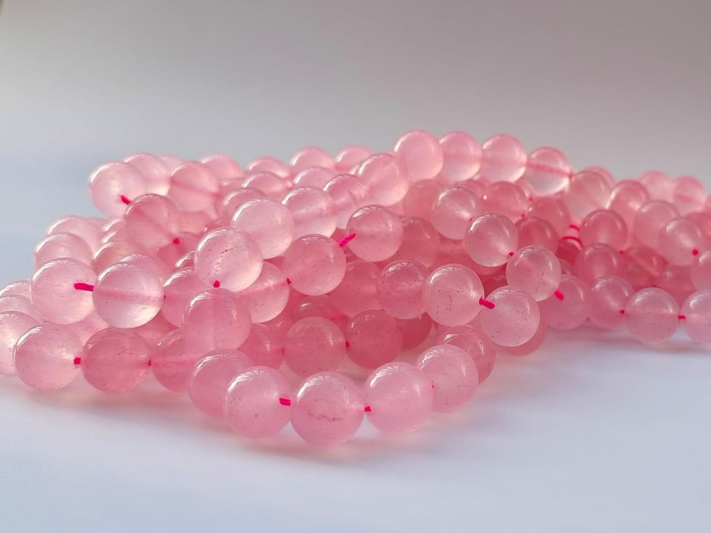 Stone Beads 8mm 100pcs Pink Chalcedony Beads Round Loose Gemstones Beads for Bracelet Necklace Jewelry Making (8mm, 60827 Pink Chalcedony)