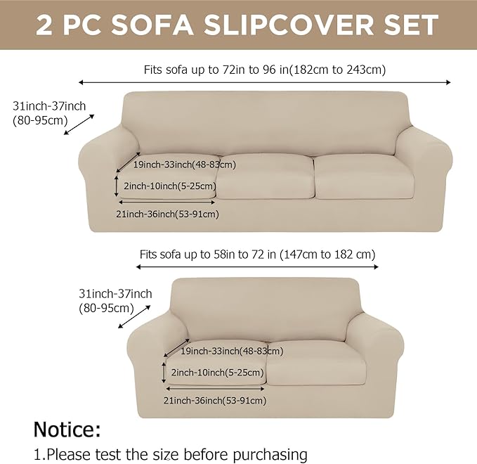 HunnmingRe Sofa Covers for 3 Cushion Couch Stretch Sofa and Loveseat Covers Set - Image 2
