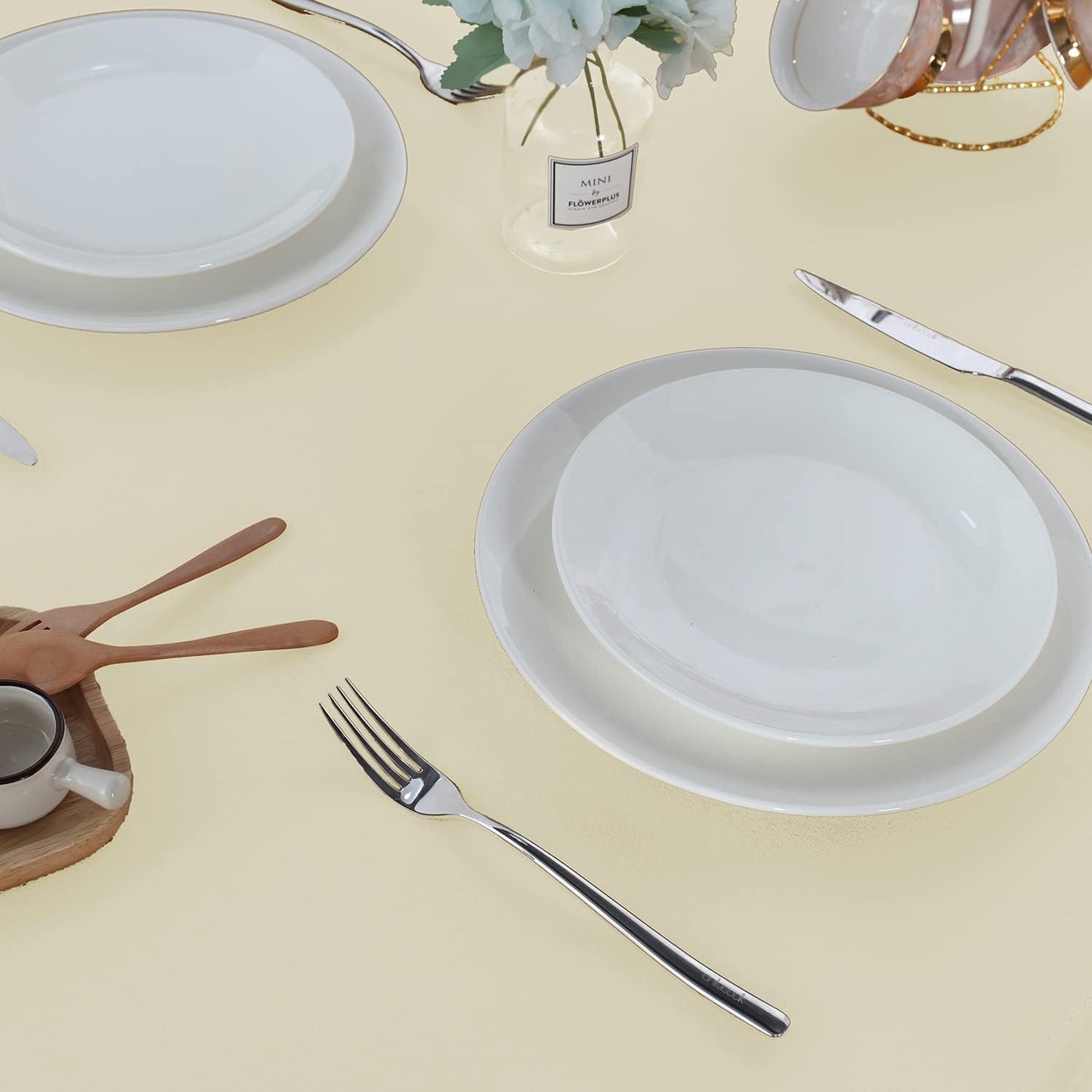 Fitable Rectangle Tablecloth Stain and Wrinkle Resistant Washable Polyester Table Cloth for Buffet Parties and Camping (60x102 inch, Ivory)