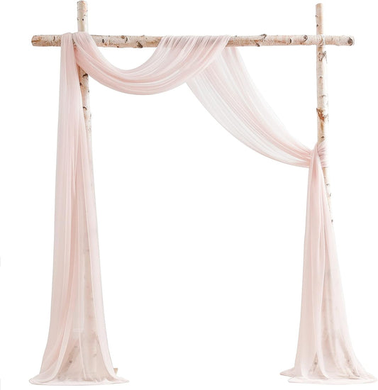 Floroom Wedding Arch Draping Fabric 2 Panels 20Ft Blush Chiffon Fabric Drapes Arbor Drapery Wedding Ceremony Reception Swag Decorations