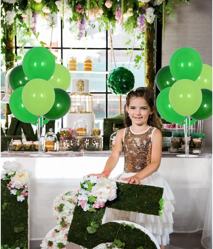 TONIFUL 4 Green Table Centerpiece Balloons Stand Kit with Green Balloons for Forest Wild Theme Party Baby shower Birthday,St. Patrick's Day,Christmas Party,Easter,Supplies Decorations