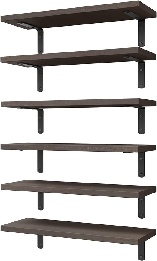 WOPITUES Wood Floating Shelves Set of 6, Shelves by WOPITUESOfficial