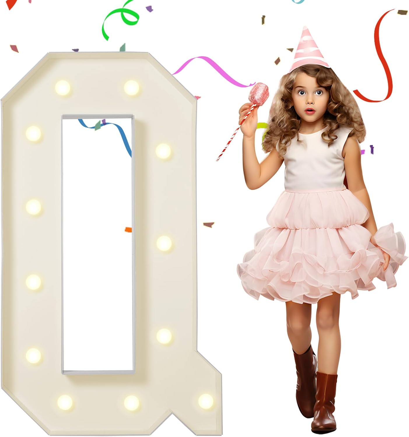 eufony Marquee Letters 4 Feet Tall, 4 FT Marquee Light Up Letters, Giant Light Up Letters 4FT for Birthday Party Baby Shower Gender Reveal Graduation Decorations, Letter Q with LED Lights DIY Kit