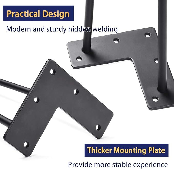 SMARTSTANDARD Hairpin Table Legs 30 Inch, 3/8" Solid Metal Legs - Image 6