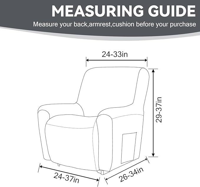 Cupuamon Recliner Chair Covers, Lazy Boy Recliner Covers Stretch Reclining - Image 2