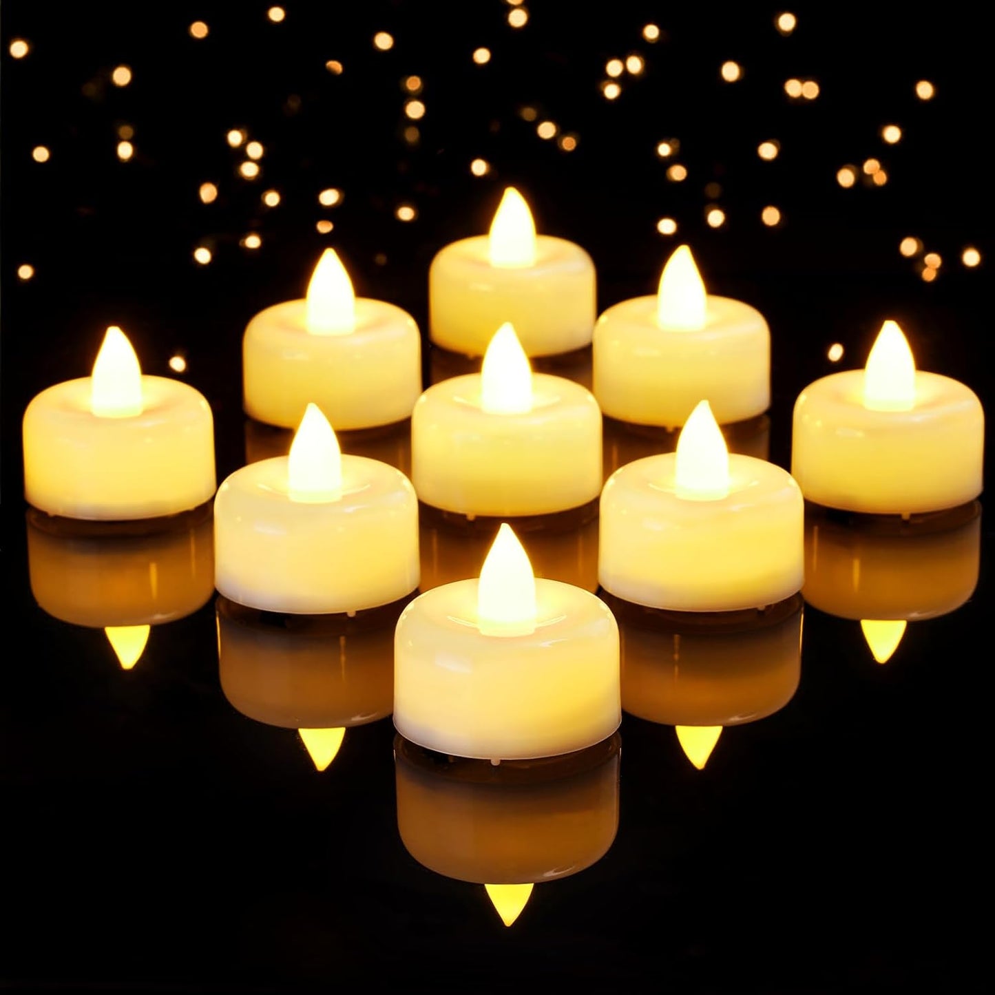 Amagic 24 Pack Timer Tea Lights Candles Battery Operated Candles with 6H Timer, Auto On Daily, Flickering LED TeaLights for Wedding, Table Centerpiece, Home Decor, Christmas, Halloween, Ivory Base