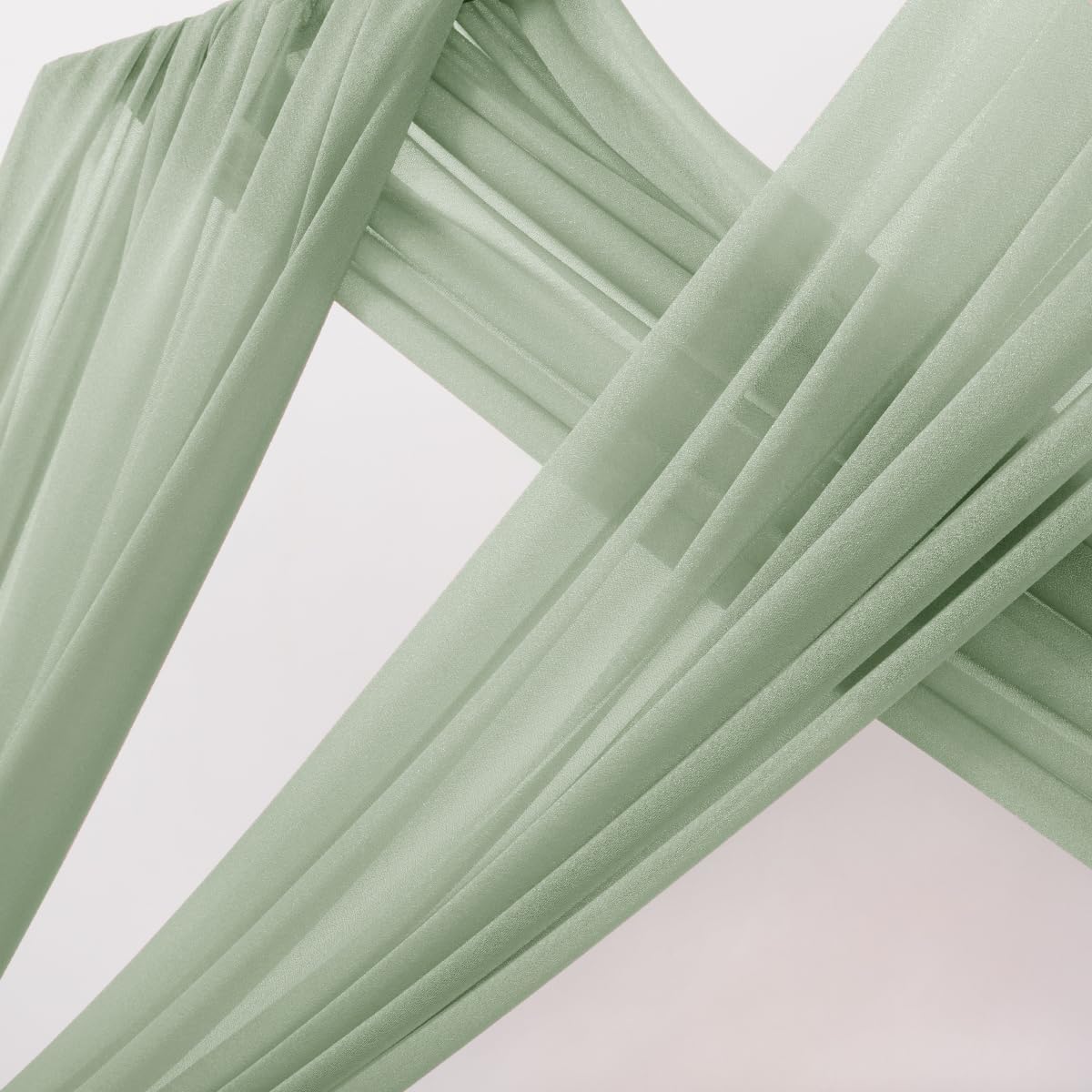 MLMC Sage Green Wedding Arch Draping Fabric 2 Panels 29" x 20 FT Extra Long Gauze Drapes Sheer Backdrop Curtains 6.6 Yards Outdoor Drapery Panels for Wedding Ceremony Party Ceiling Decoration
