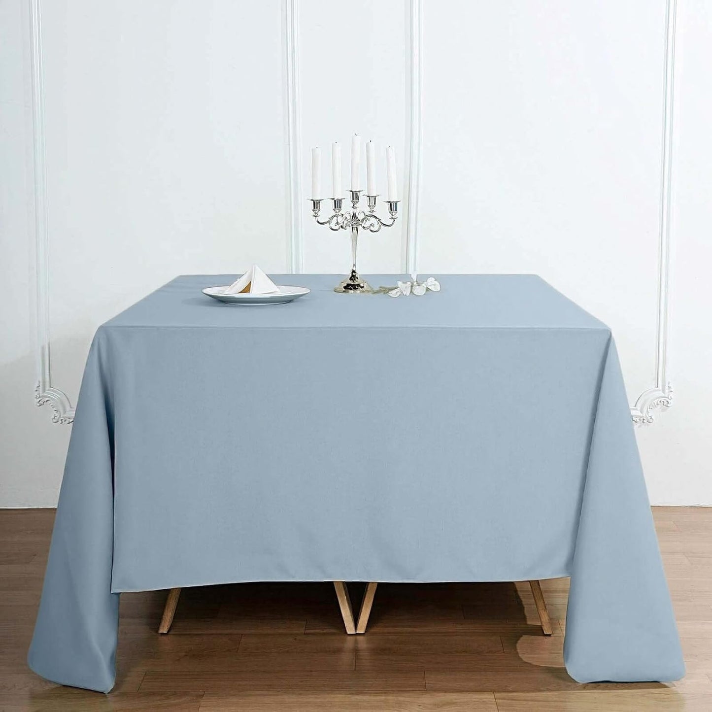 Efavormart 90" Dusty Blue Wholesale Linens Polyester Square Linen Tablecloth for Kitchen Dining Catering Wedding Birthday Party Events