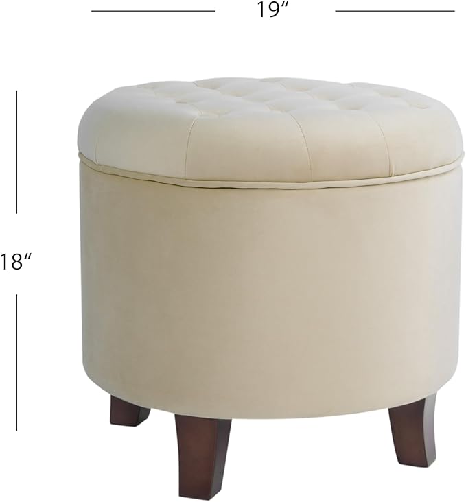 Homepop Home Decor | Upholstered Round Velvet Tufted Foot Rest Ottoman | Ottoman - Image 3