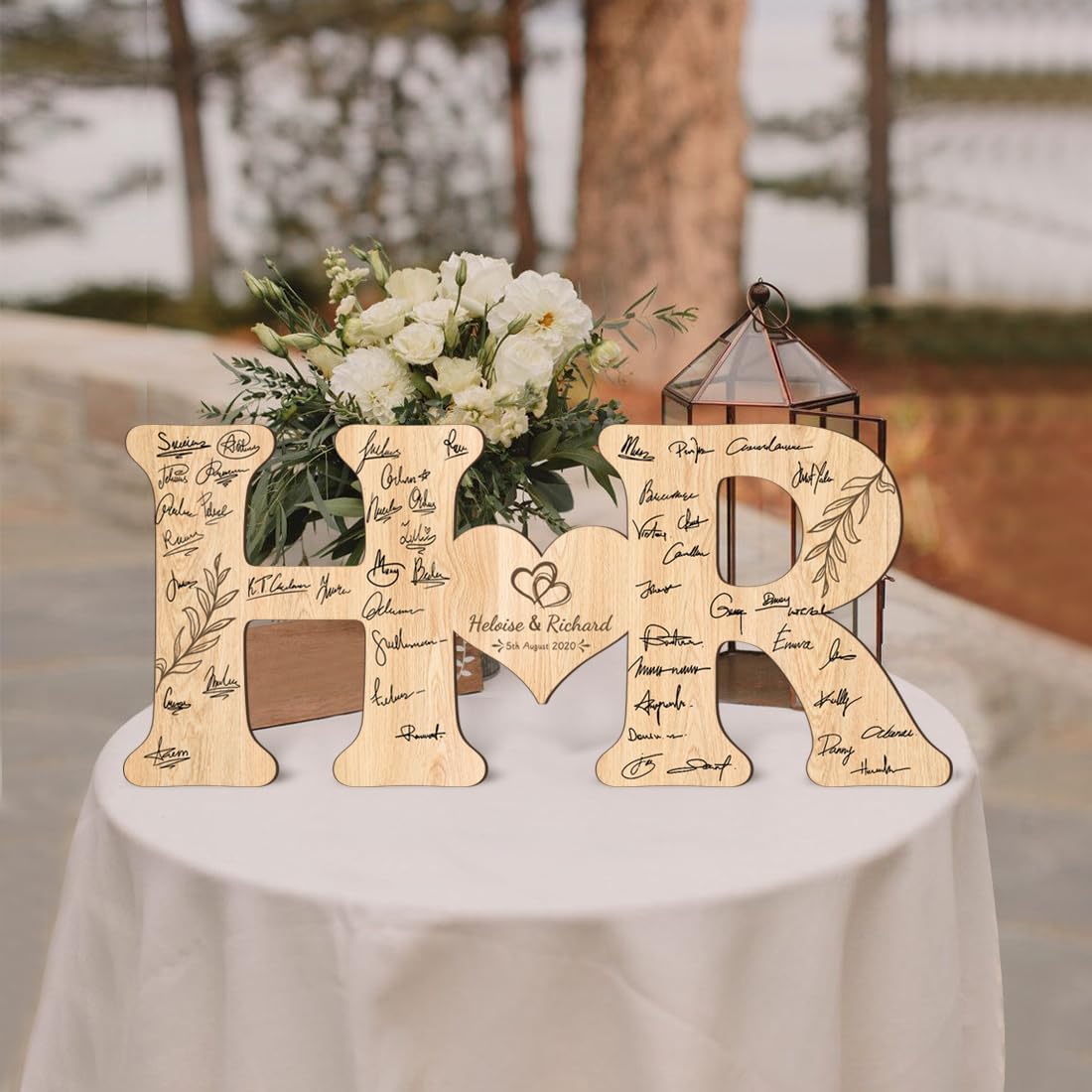 Personalized Wedding Guest Book Sign Custom Letter Name Date Rustic Wedding Guest Book Alternative Unique Guest Book for Wedding Anniversary Decor (Style 4)