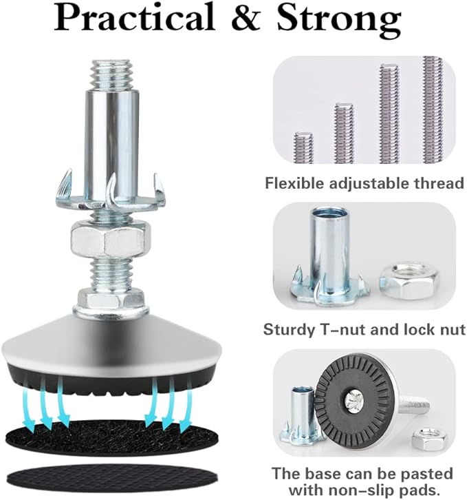 4 Set M10 Adjustable Leveling Feet, Heavy Duty Height Adjuster Furniture - Image 3